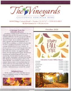 October Newsletter at the Vineyards